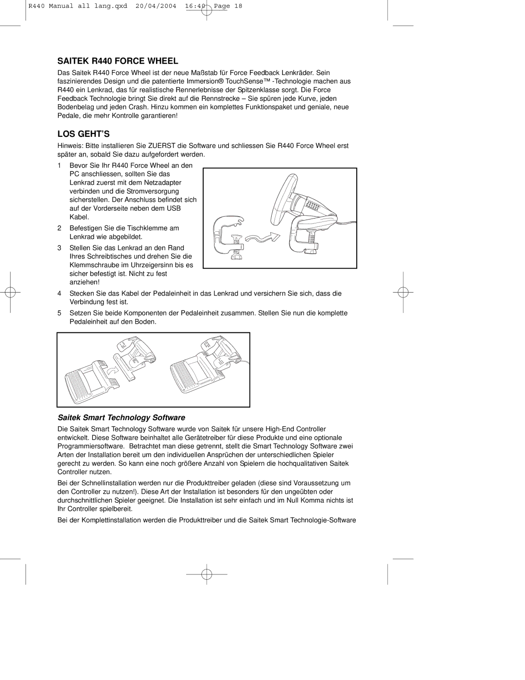 Saitek user manual Saitek R440 Force Wheel, Los Geht’S 