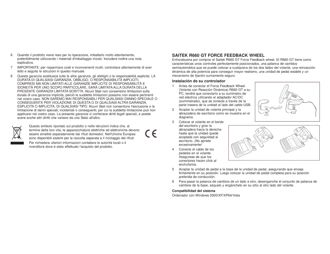 Saitek R660 user manual Instalación de su controlador, Compatibilidad del sistema 