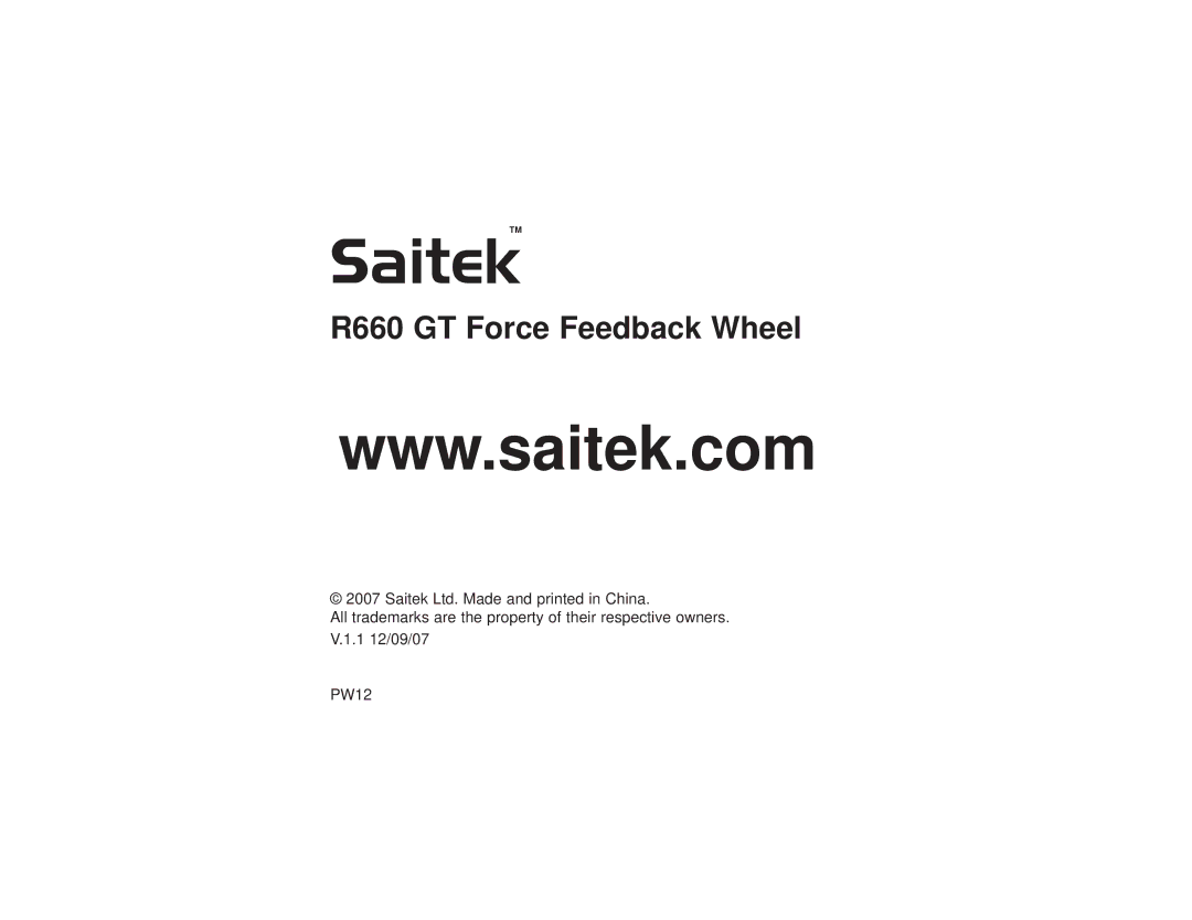 Saitek R660 user manual SaitekTM 