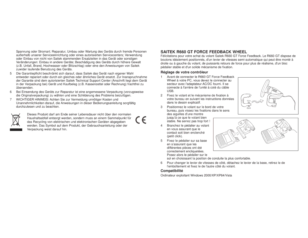 Saitek R660 user manual Réglage de votre contrôleur, Compatibilité 