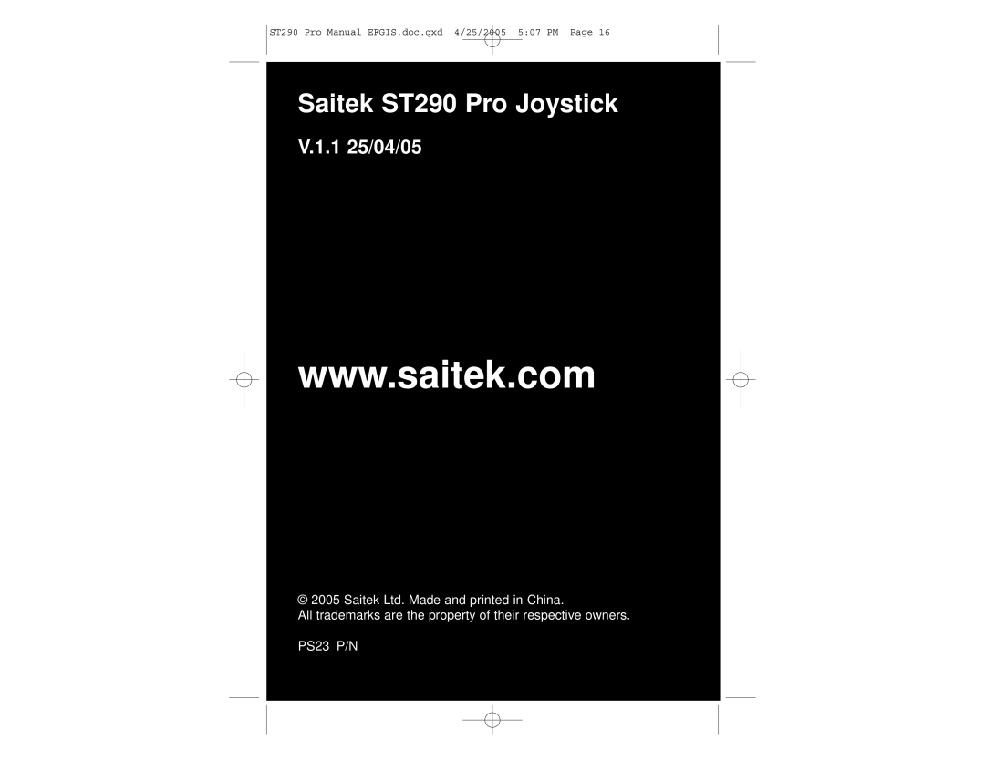 Saitek user manual Saitek ST290 Pro Joystick 