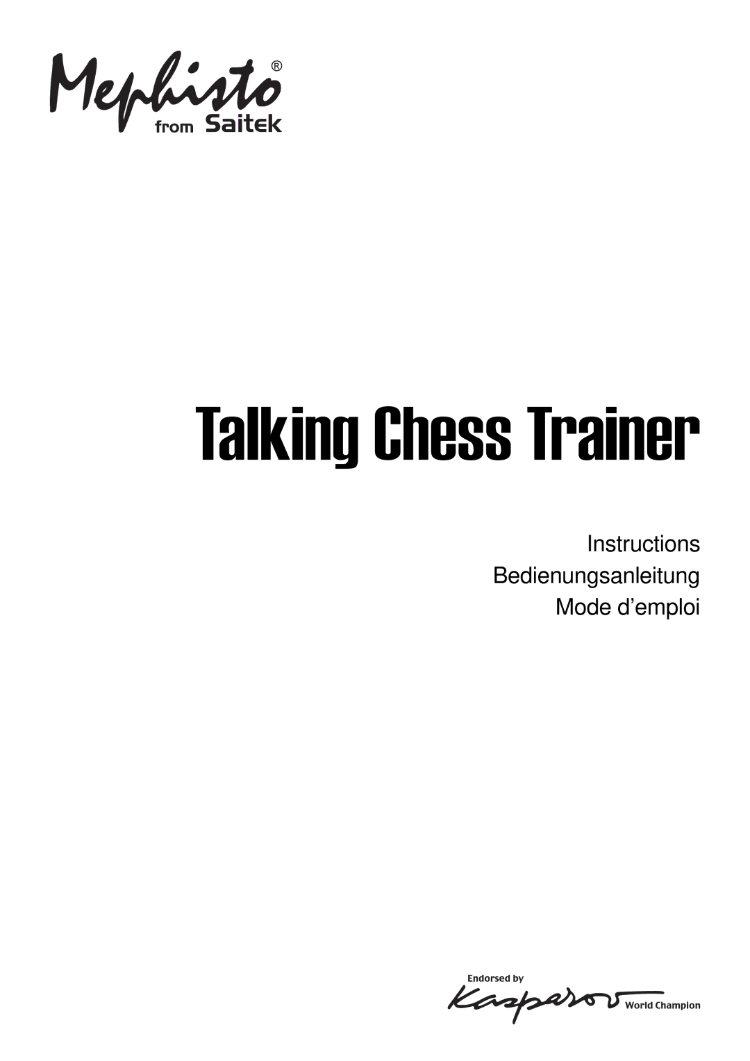 Saitek Talking Chess Trainer manual 