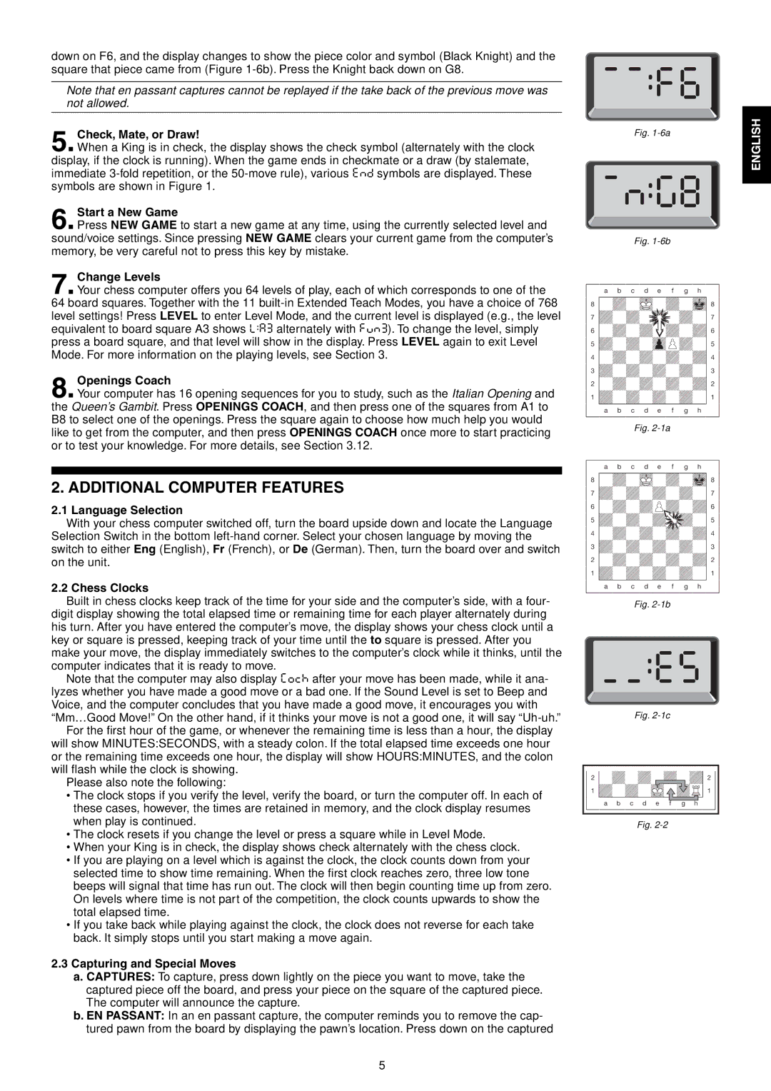 Saitek Talking Chess Trainer manual Additional Computer Features 