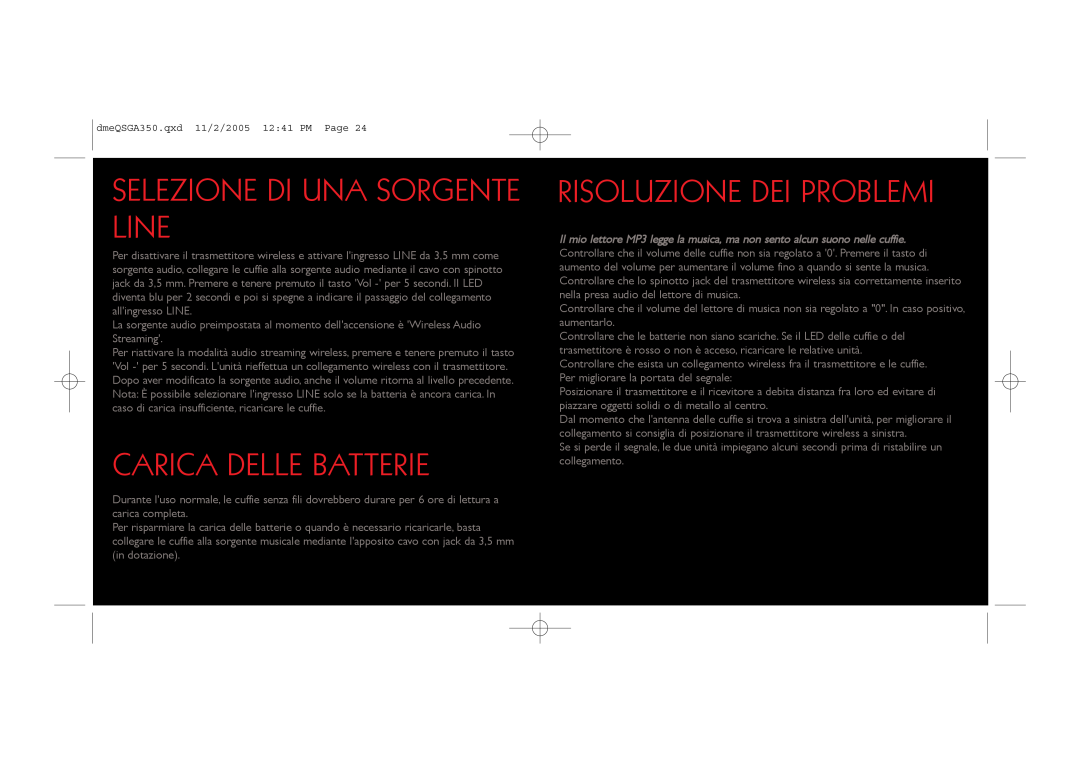 Saitek TM A-350 manual Selezione Di Una Sorgente Line, Carica Delle Batterie, Risoluzione Dei Problemi 