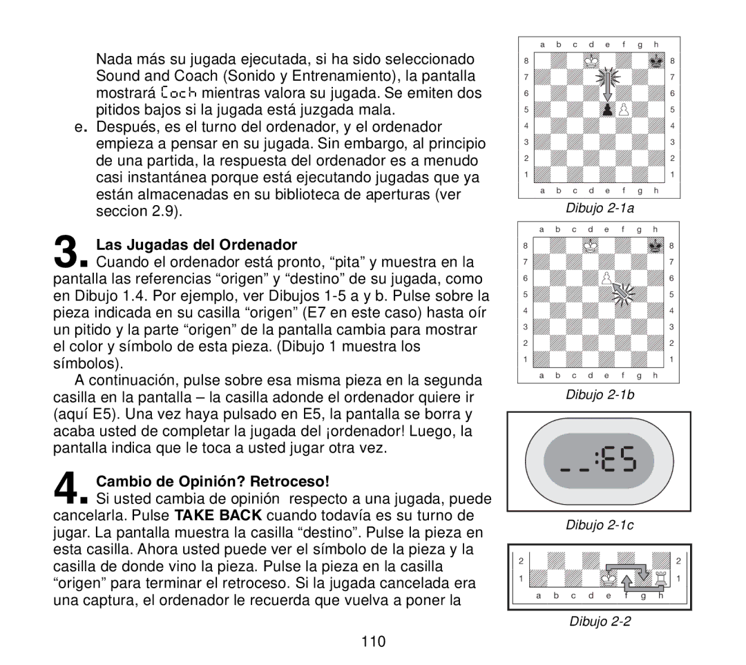 Saitek Travel Chess manual Las Jugadas del Ordenador, Cambio de Opinión? Retroceso 