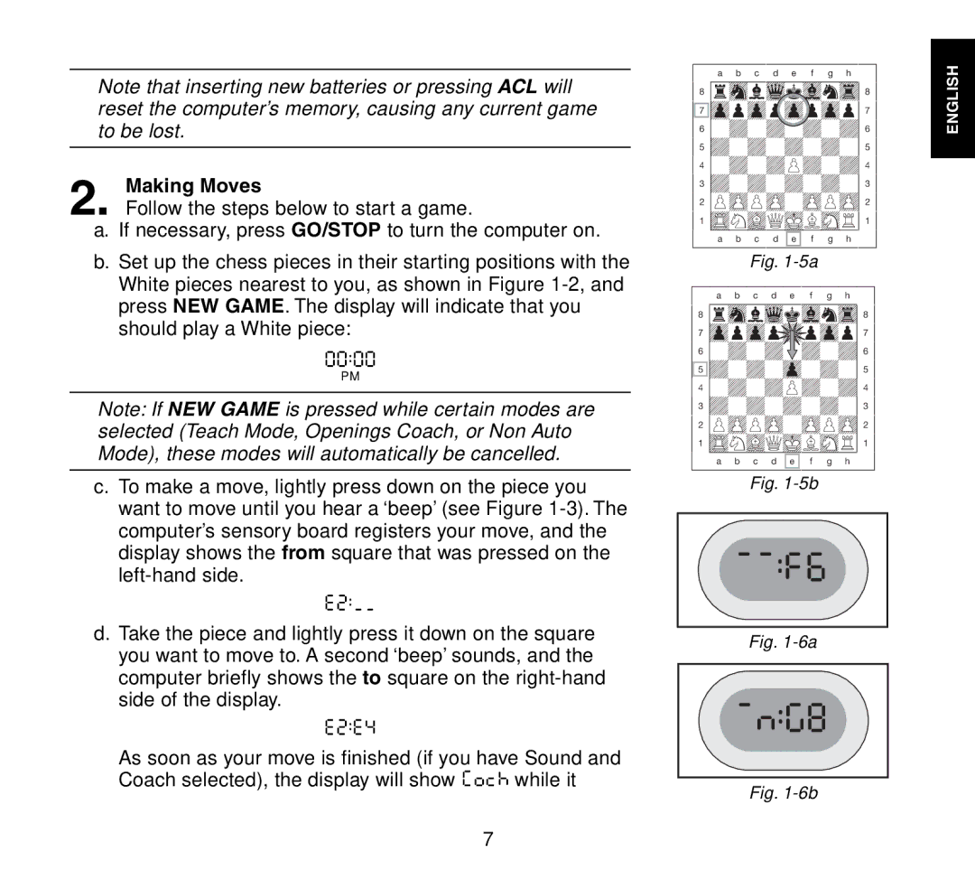 Saitek Travel Chess manual Making Moves 