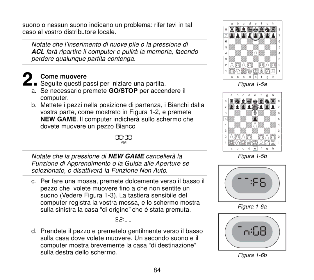 Saitek Travel Chess manual Come muovere, Figura 1-5a 