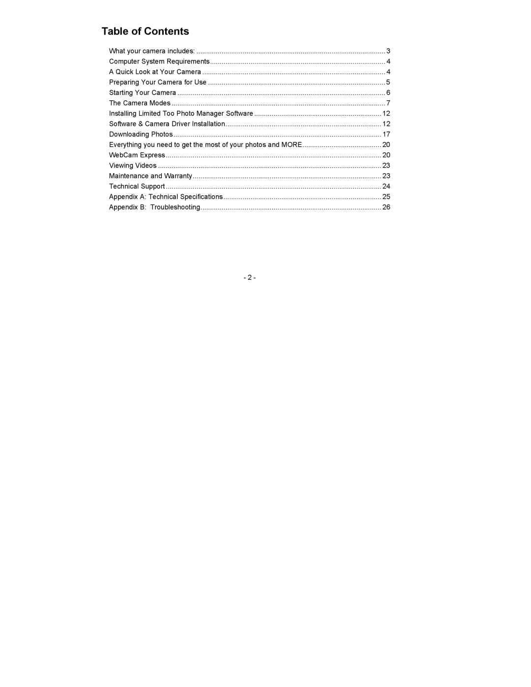 Sakar 14097 owner manual Table of Contents 