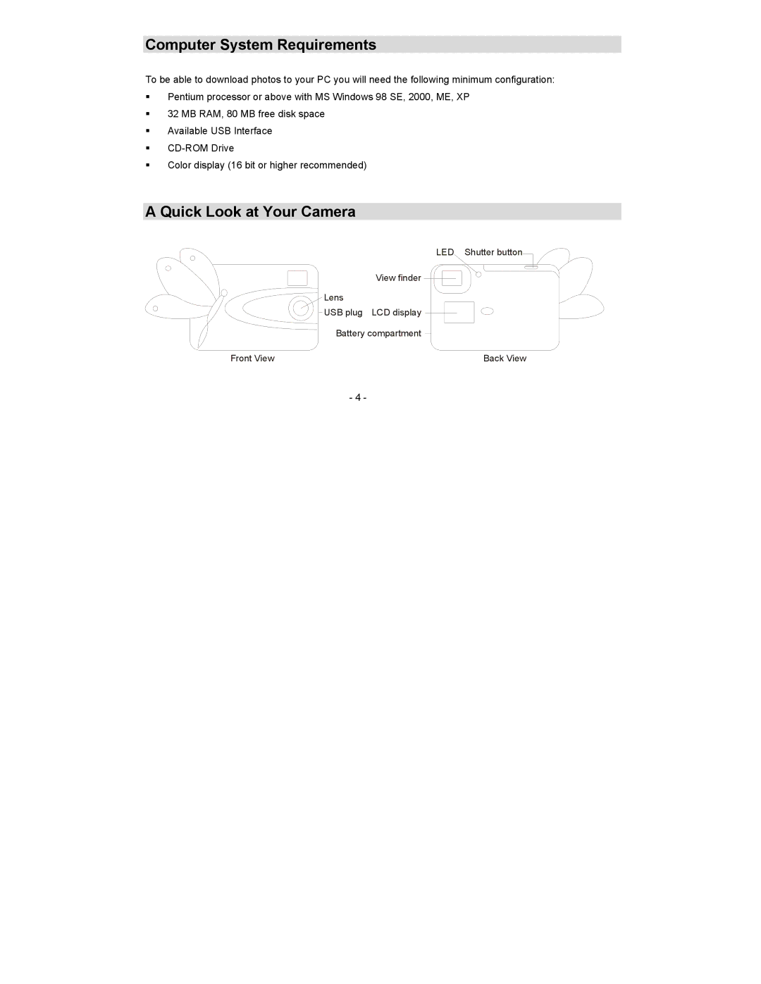 Sakar 14099 owner manual Computer System Requirements, Quick Look at Your Camera 