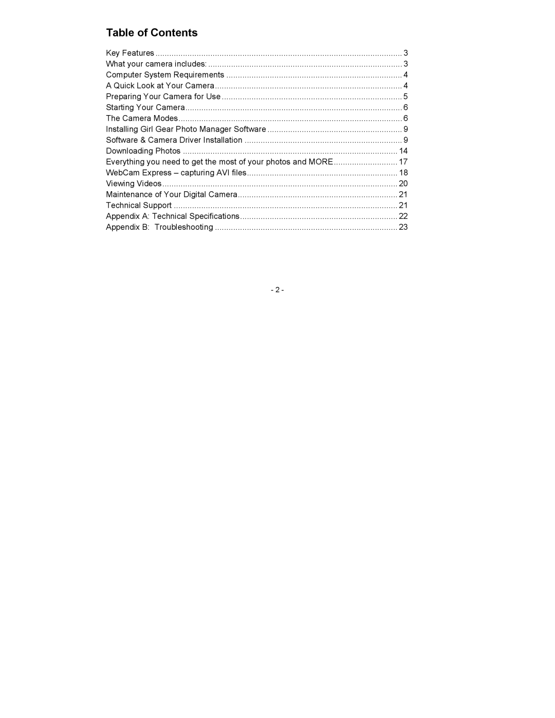 Sakar 15097 owner manual Table of Contents 