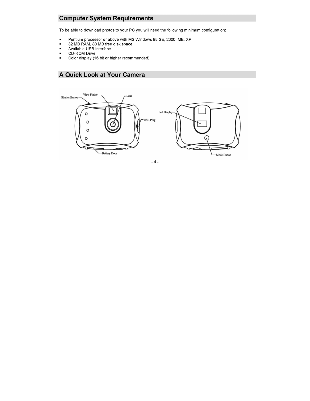 Sakar 15097 owner manual Computer System Requirements, Quick Look at Your Camera 