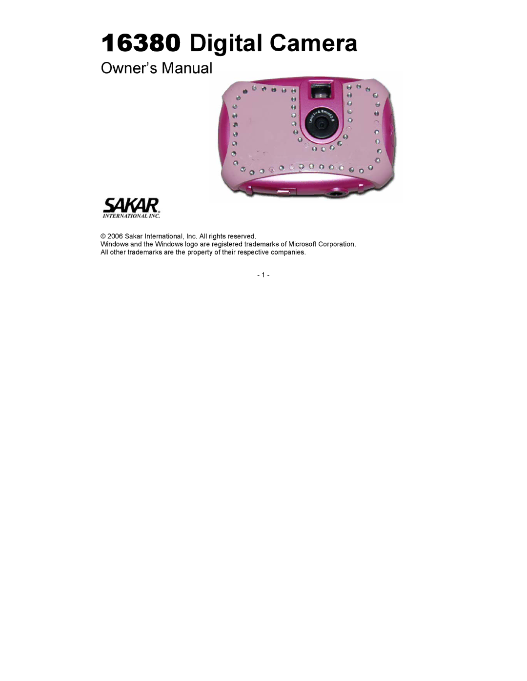 Sakar 16380 owner manual Digital Camera 