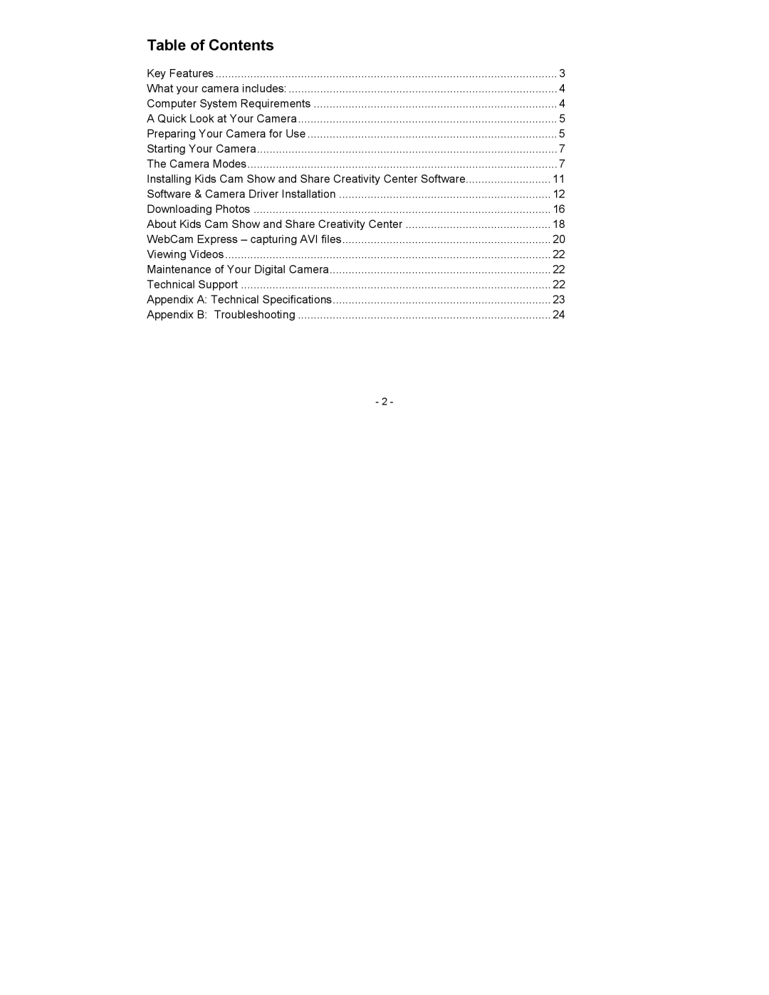 Sakar 16380 owner manual Table of Contents 