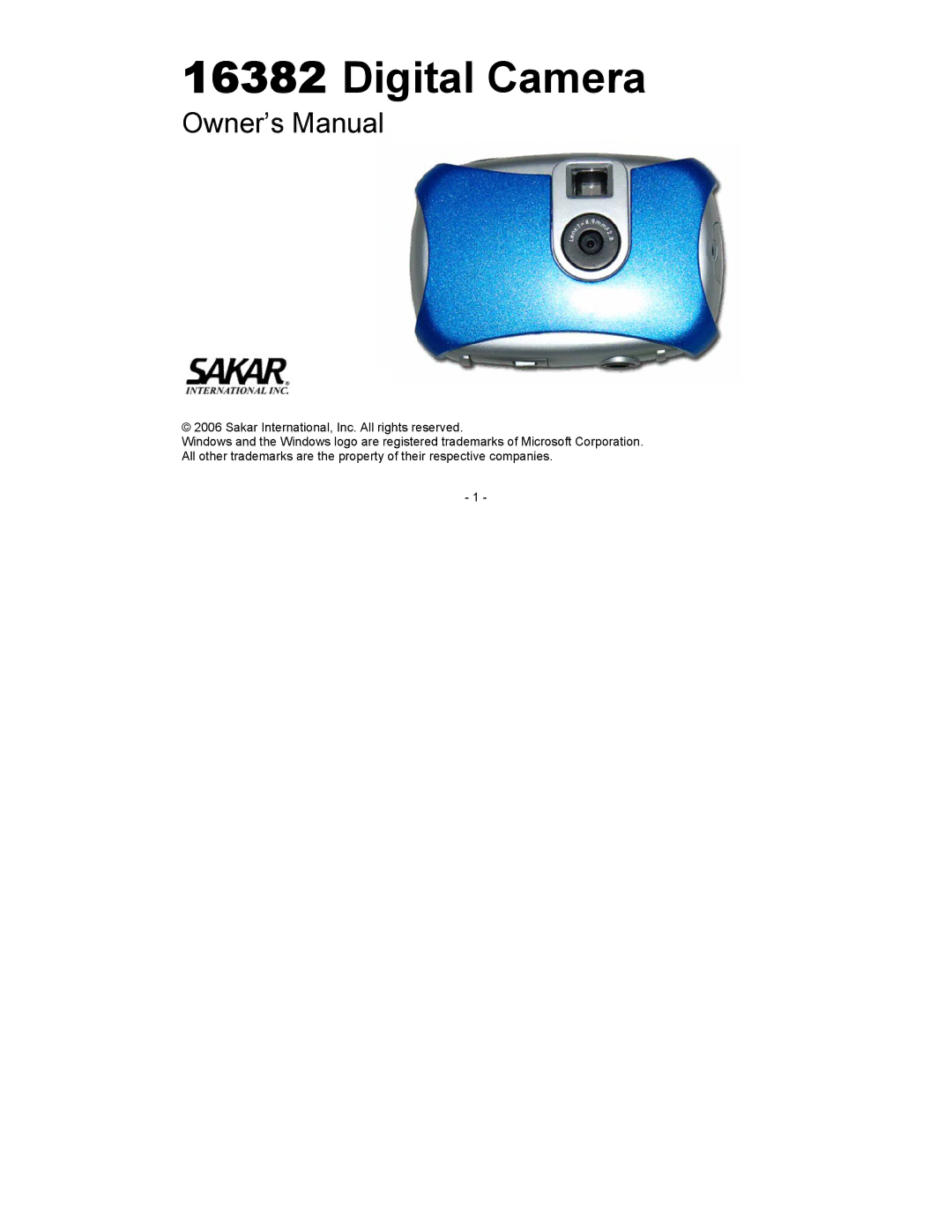 Sakar 16382 owner manual Digital Camera 