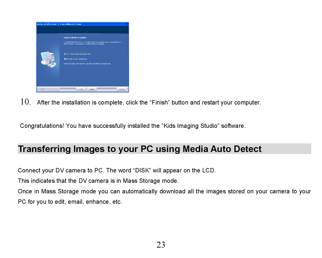 Sakar 32492, 32490 owner manual Transferring Images to your PC using Media Auto Detect 