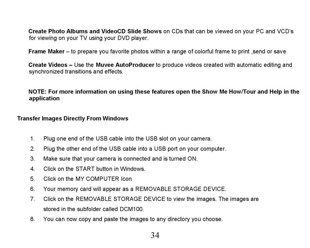 Sakar 32490, 32492 owner manual Transfer Images Directly From Windows 