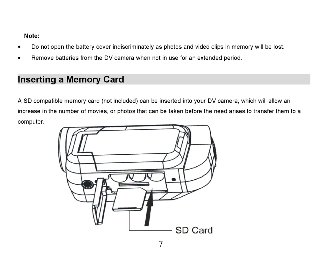 Sakar 32492, 32490 owner manual Inserting a Memory Card 