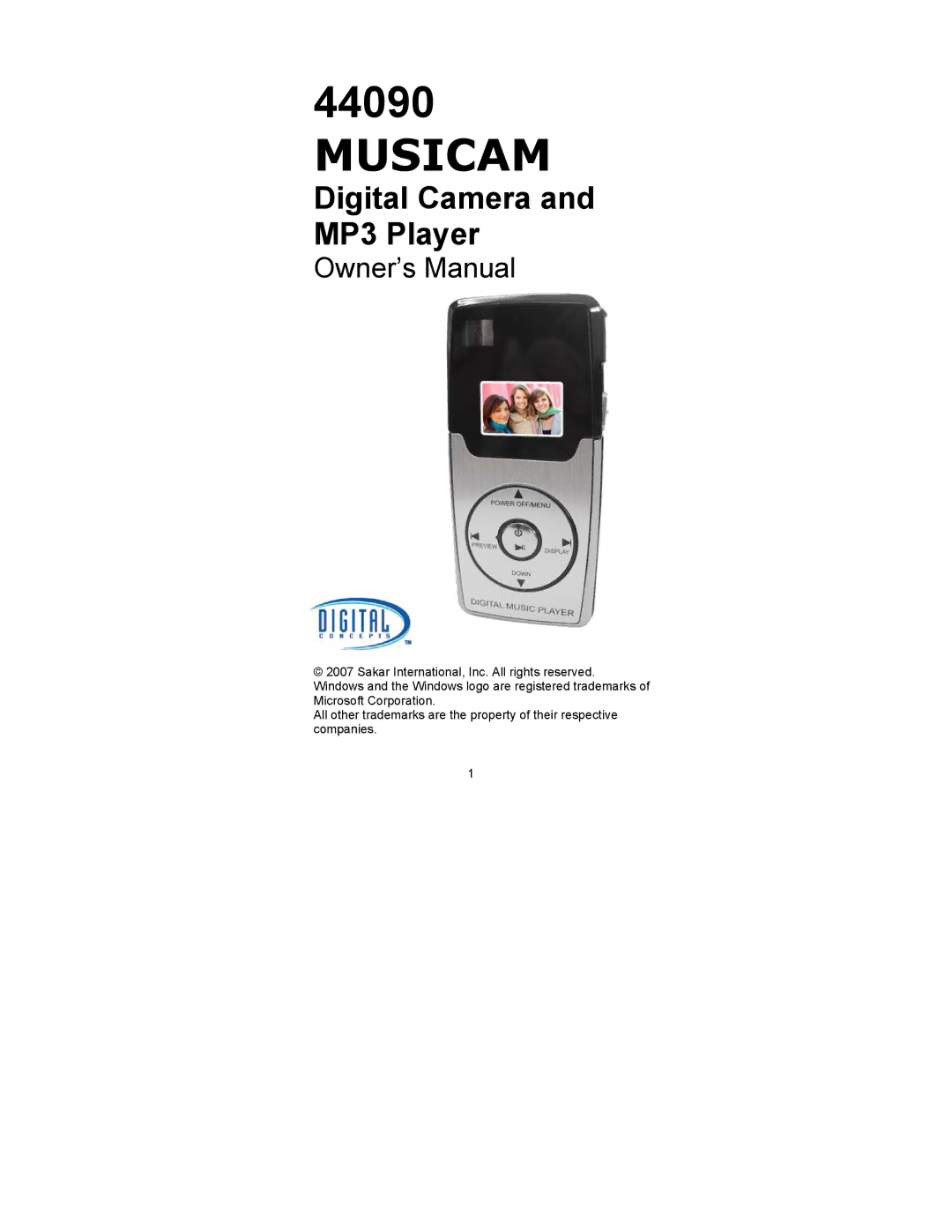 Sakar 44090 owner manual Musicam 