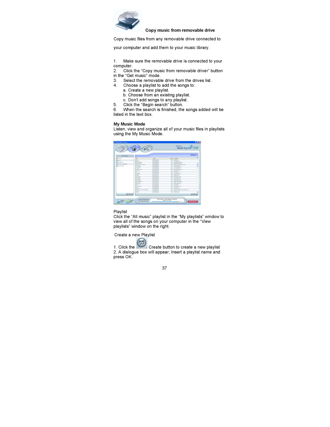 Sakar 44090 owner manual Copy music from removable drive, My Music Mode 