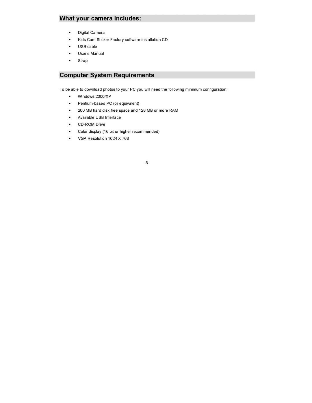 Sakar 52379 owner manual What your camera includes, Computer System Requirements 