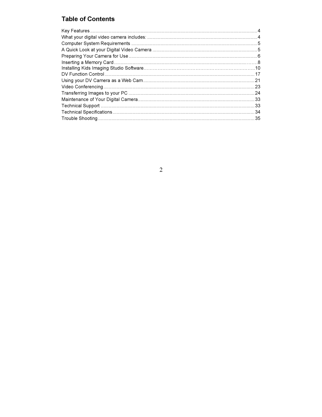 Sakar 57379 owner manual Table of Contents 