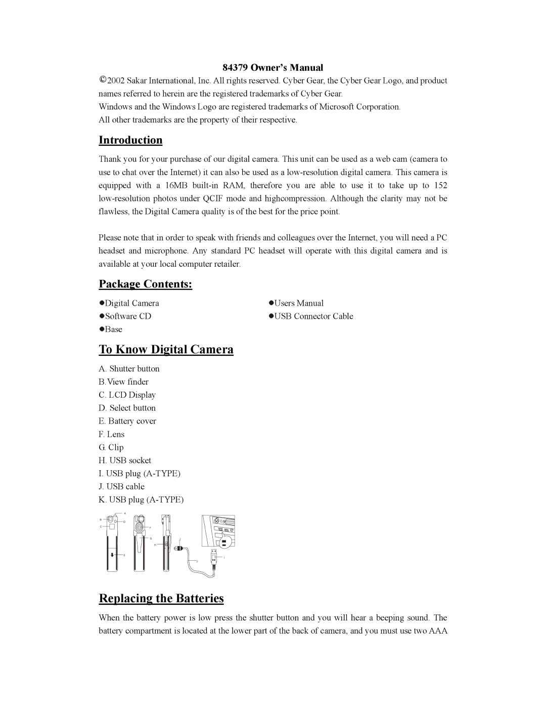 Sakar 84379 owner manual Introduction, Package Contents 