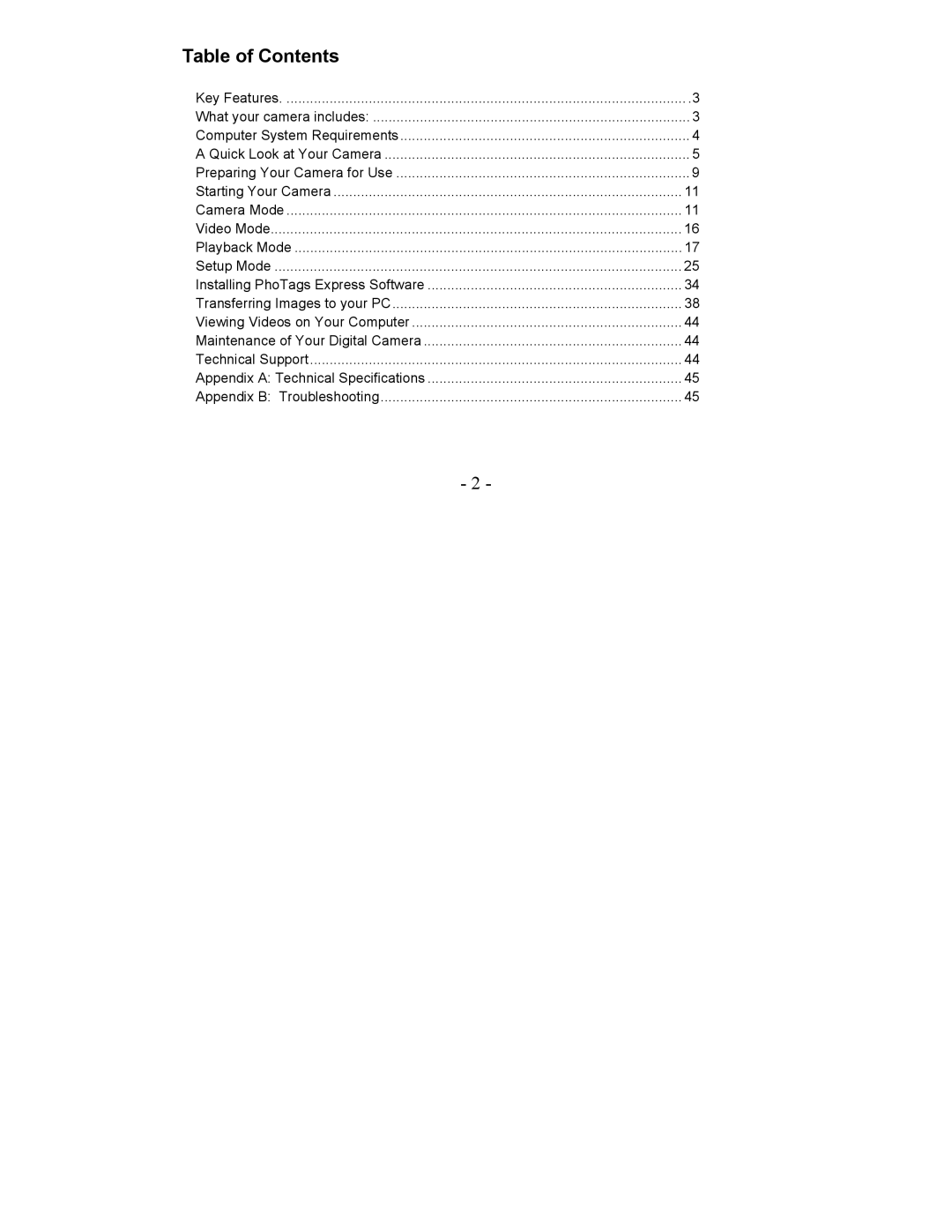 Sakar 87480 owner manual Table of Contents 