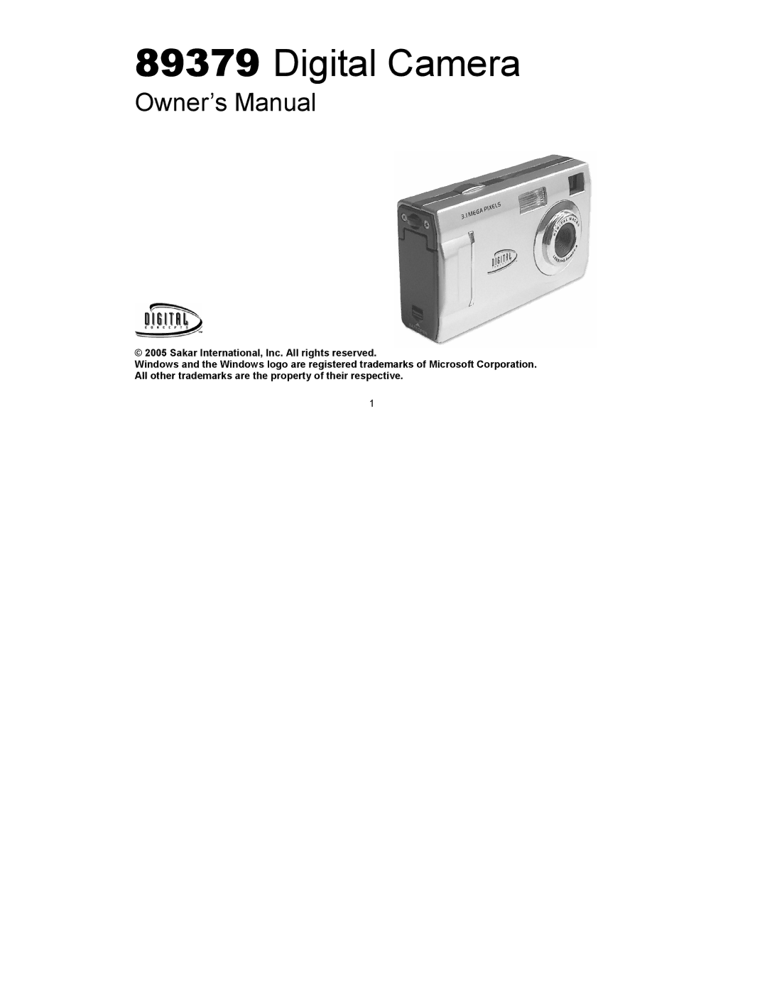 Sakar 89379 owner manual Digital Camera 