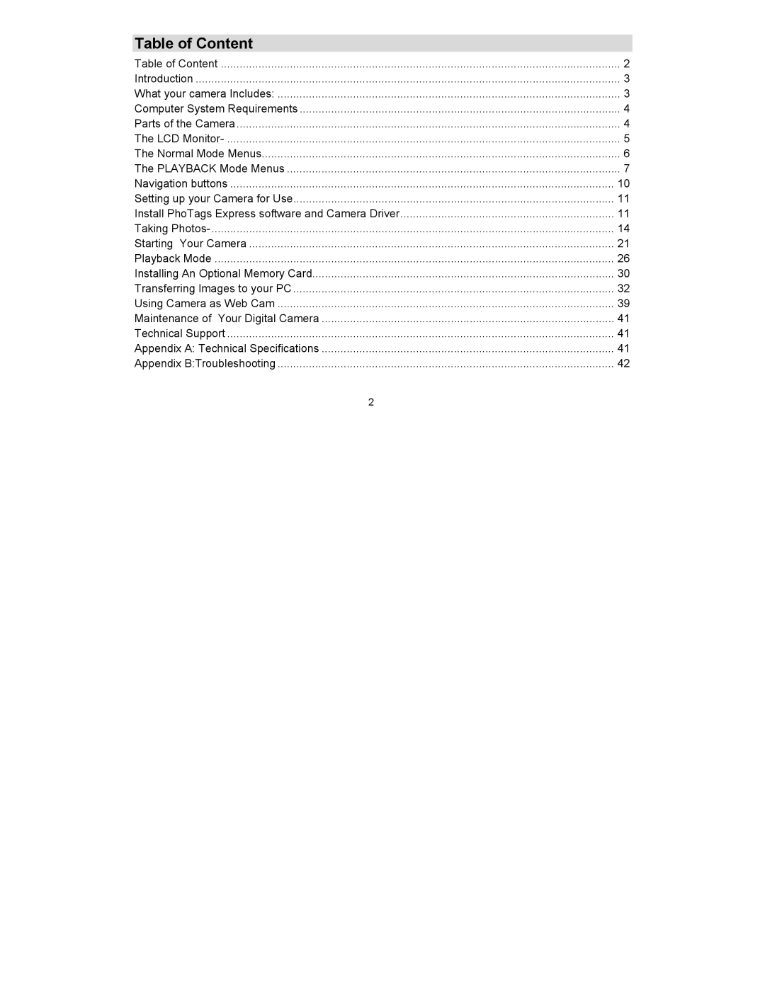 Sakar 89379 owner manual Table of Content 