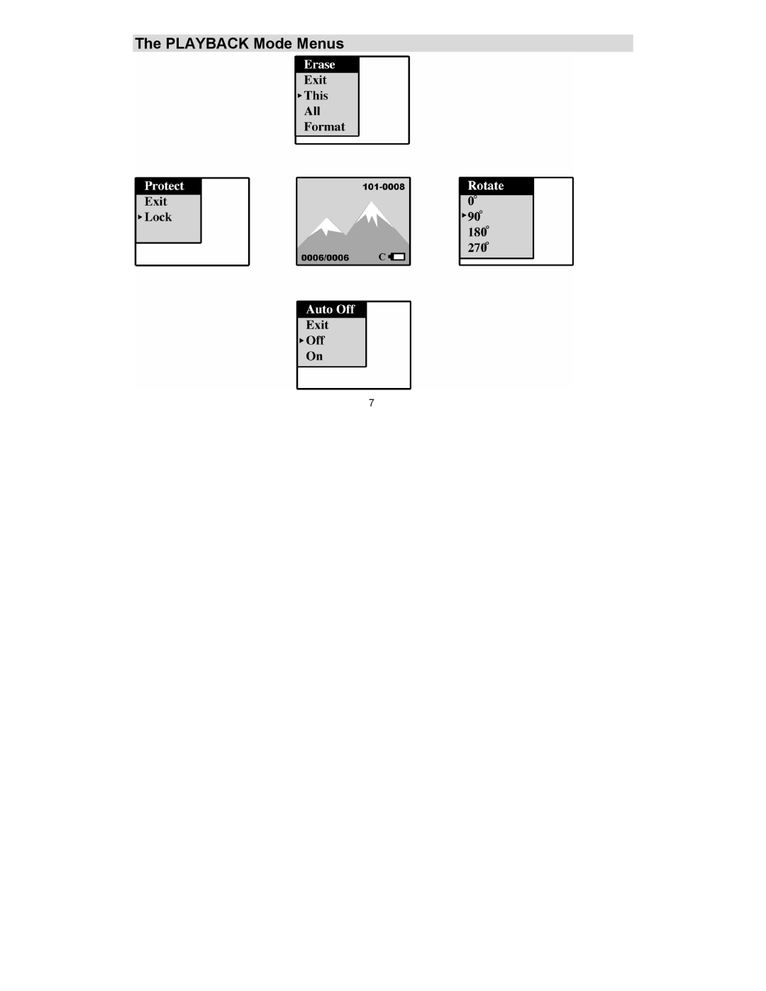 Sakar 89379 owner manual Playback Mode Menus 