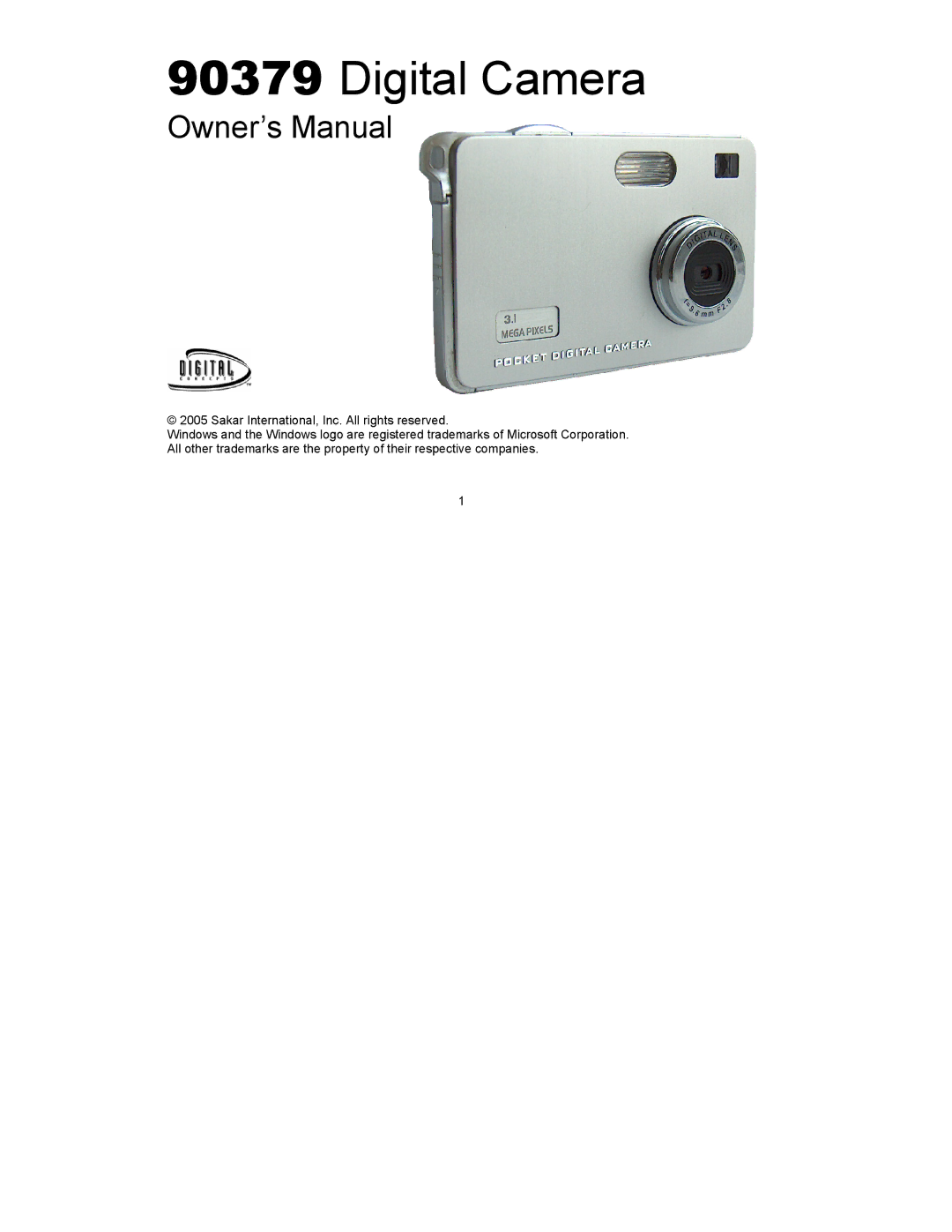 Sakar 90379 owner manual Digital Camera 