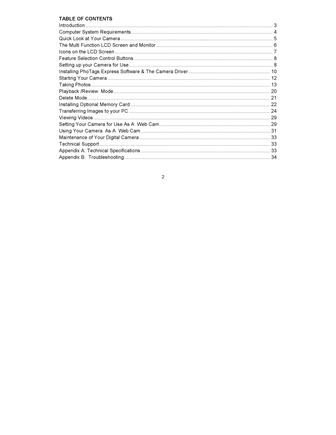 Sakar 90379 owner manual Table of Contents 