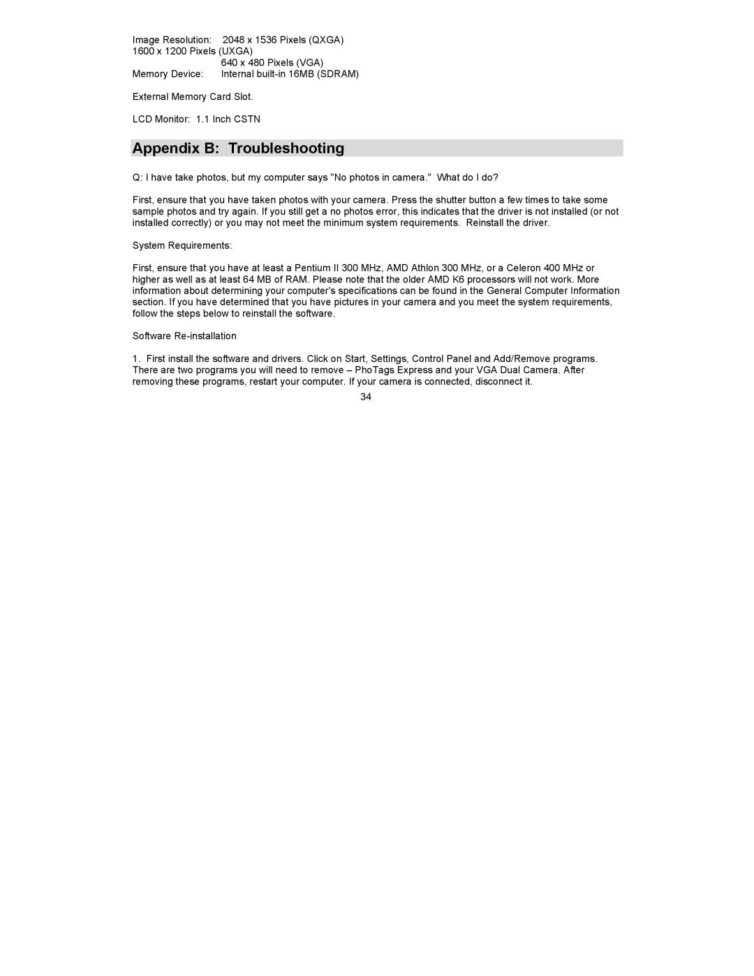 Sakar 90379 owner manual Appendix B Troubleshooting 