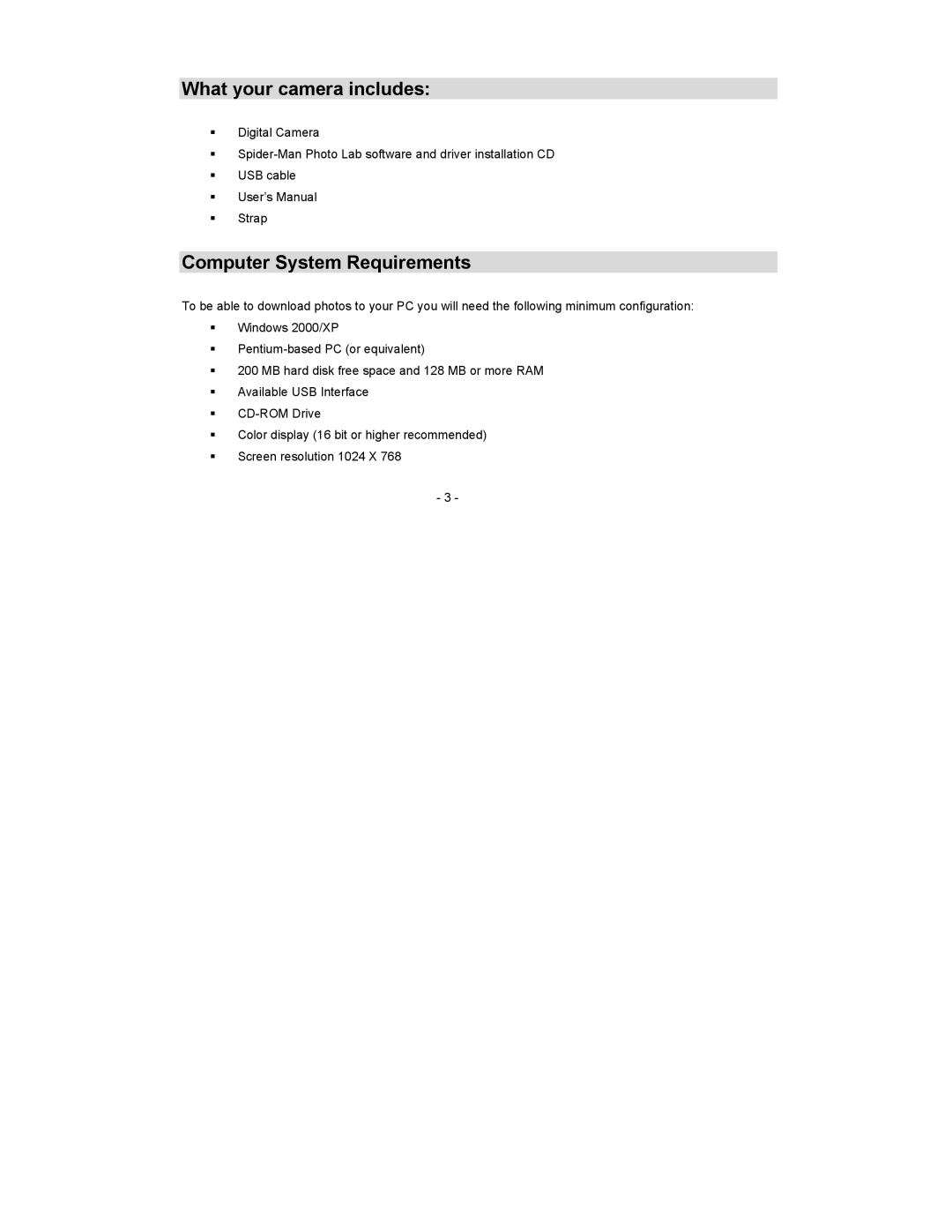 Sakar 93045 owner manual What your camera includes, Computer System Requirements 