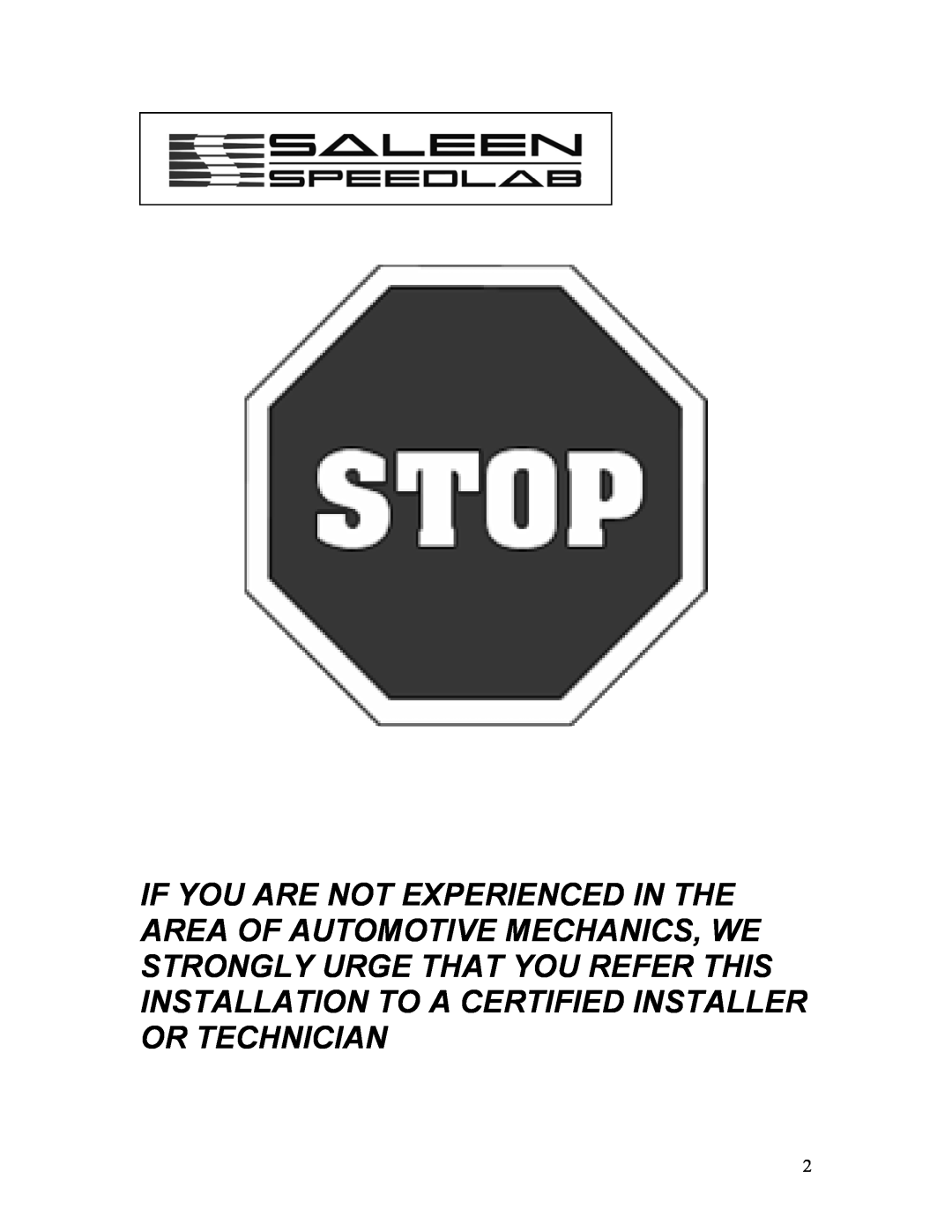 Saleen 10-8002-C11790A installation manual 