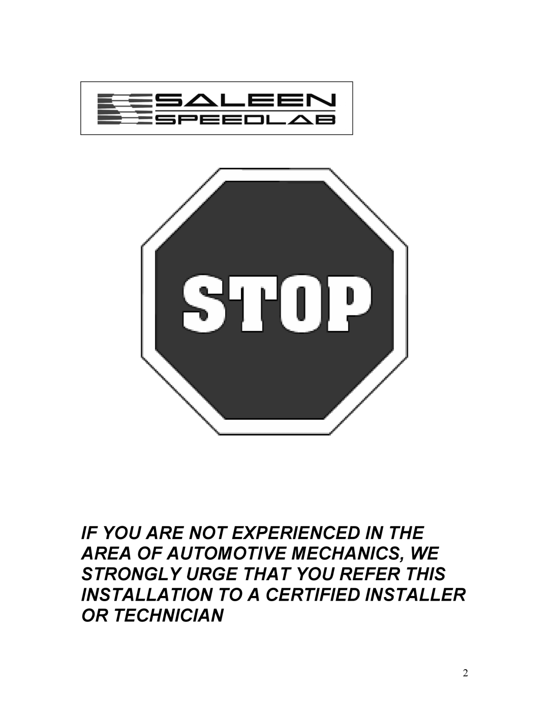 Saleen 10-8002-C12167A installation manual 