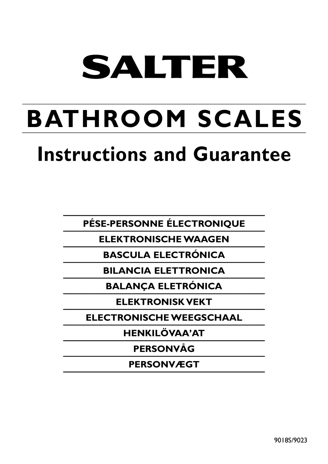 Salter Housewares 9018s, 9023 manual Bathroom Scales 