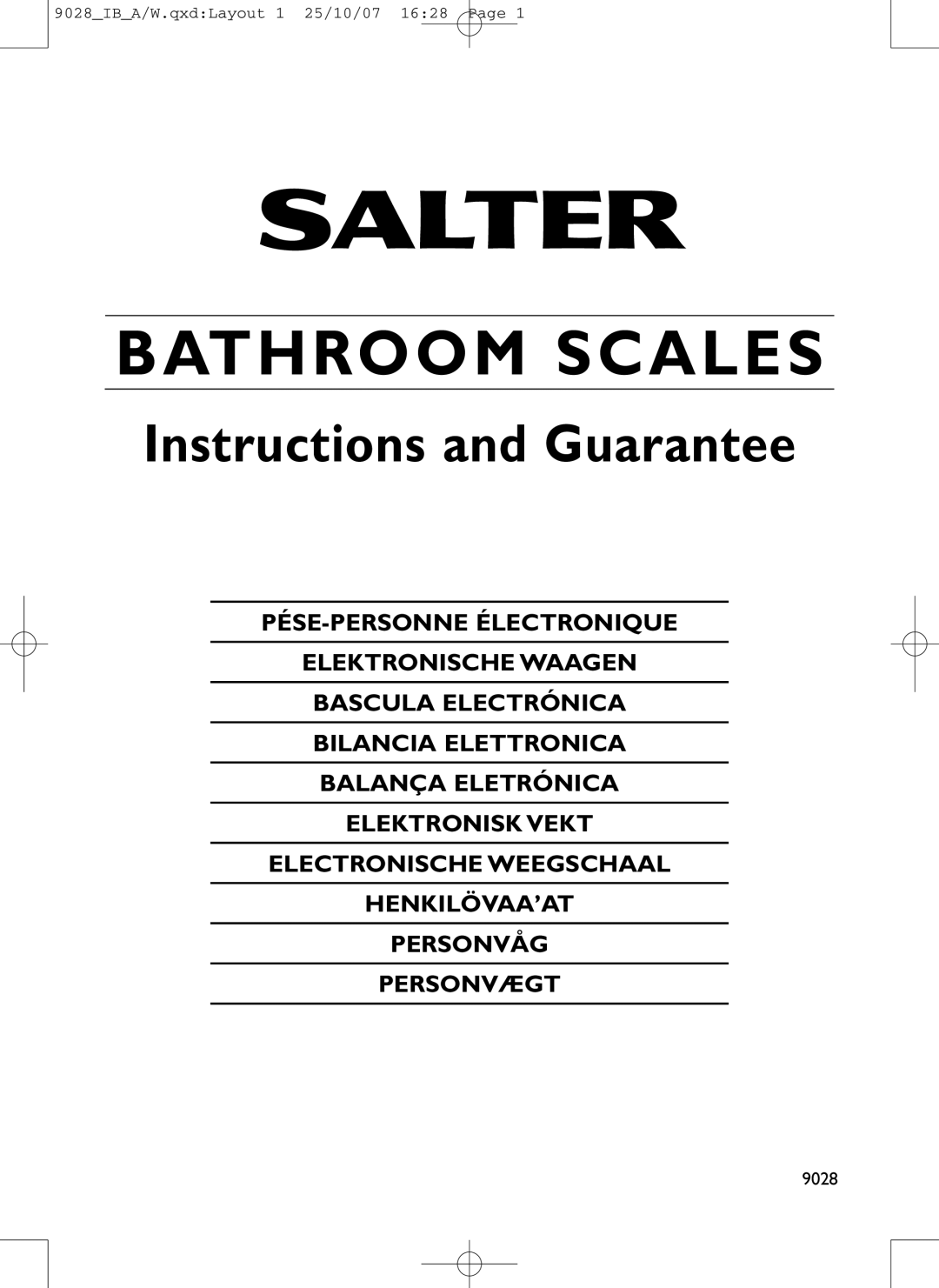 Salter Housewares 9028 manual Bathroom Scales 