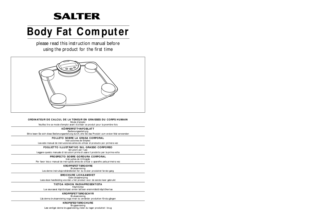 Salter Housewares Body Fat Computer instruction manual 