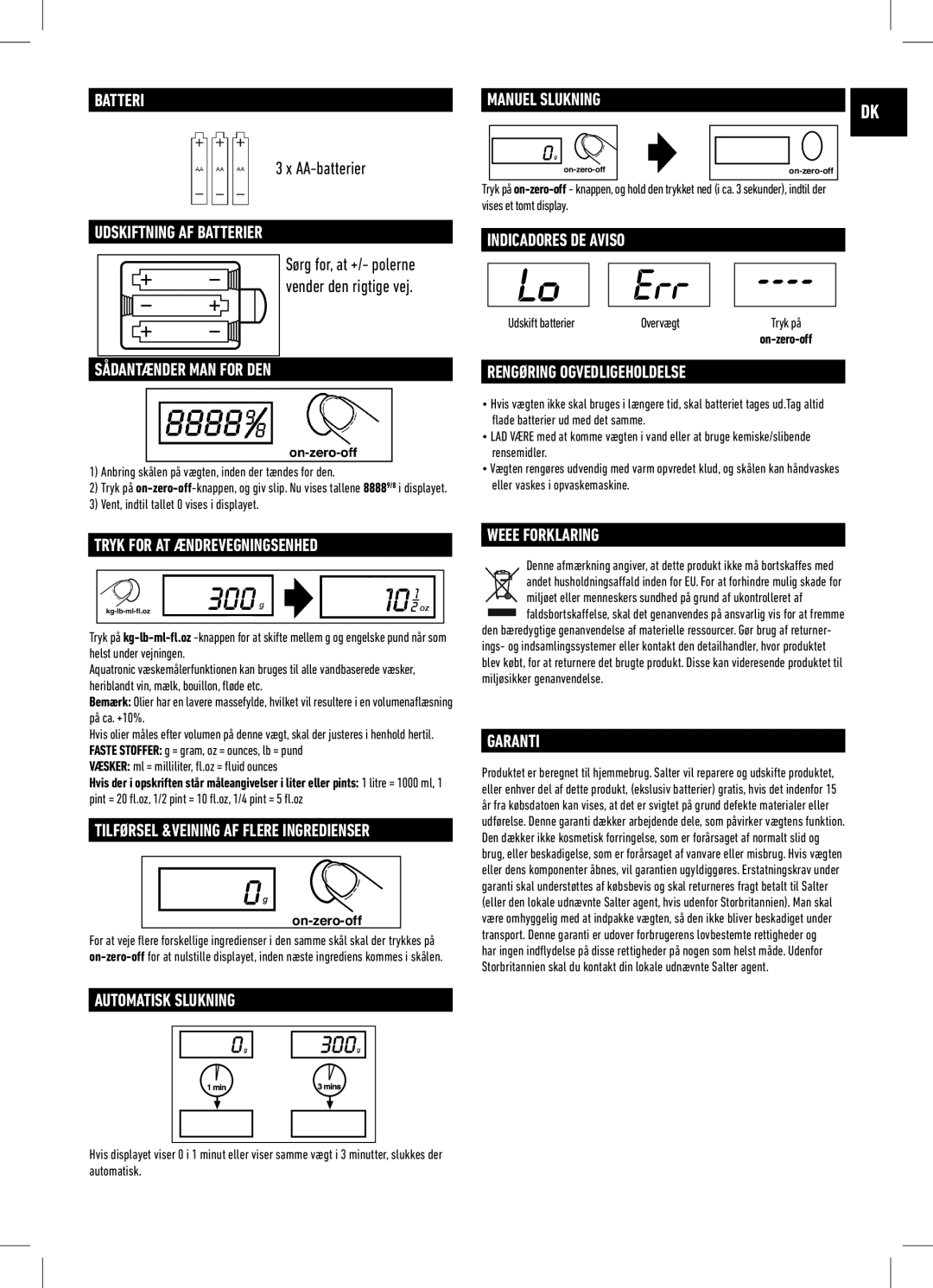 Salter Housewares IB-1060WHDR-1009-01 Udskiftning AF Batterier, Sådantænder MAN for DEN, Rengøring Ogvedligeholdelse 