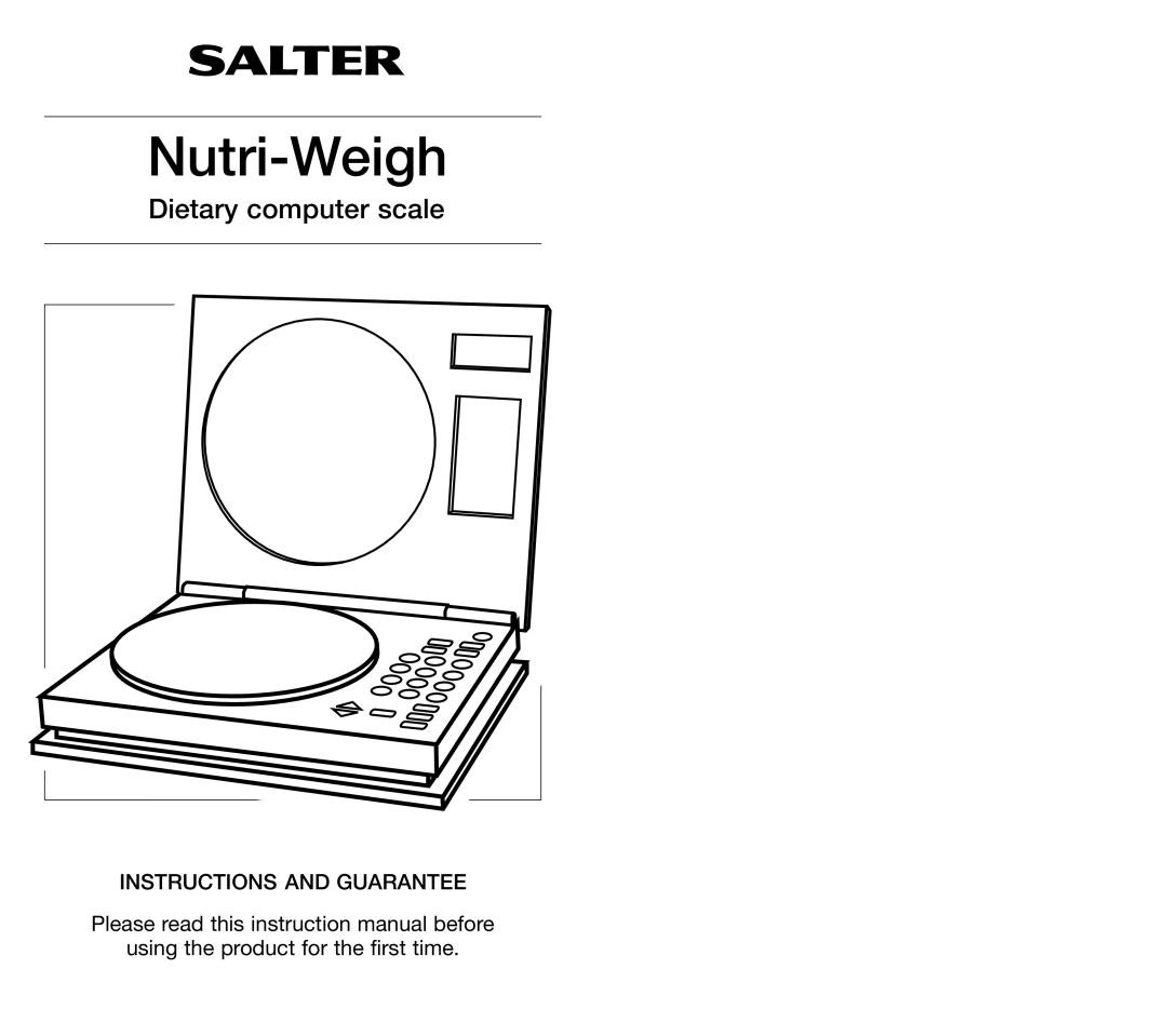 Salter Housewares instruction manual Nutri-Weigh 