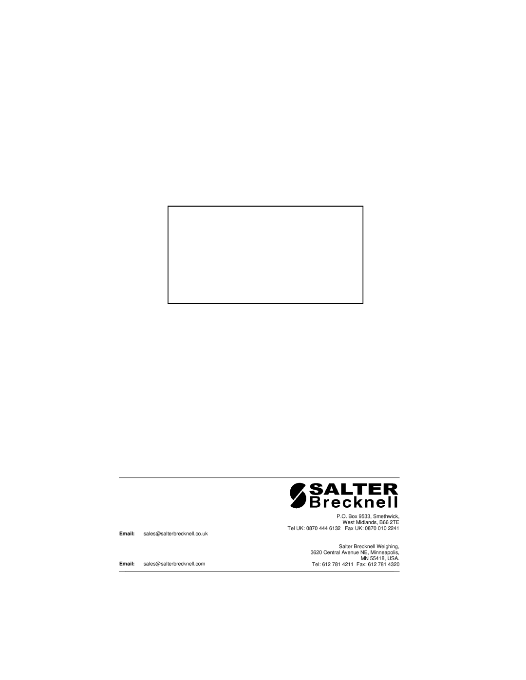 Salter Housewares PS250 manual Box 9533, Smethwick 