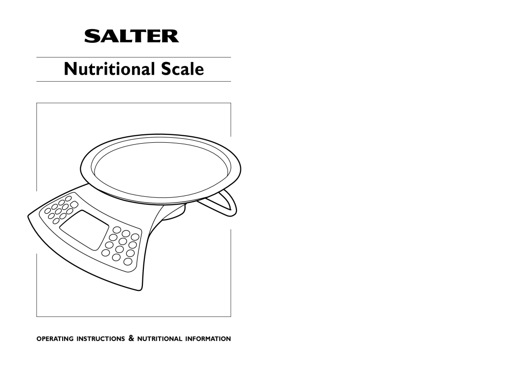 Salter Housewares SH6941 operating instructions Nutritional Scale 