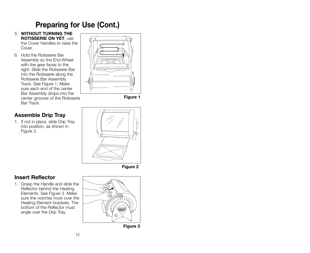 Salton GR59A owner manual Assemble Drip Tray, Insert Reflector 