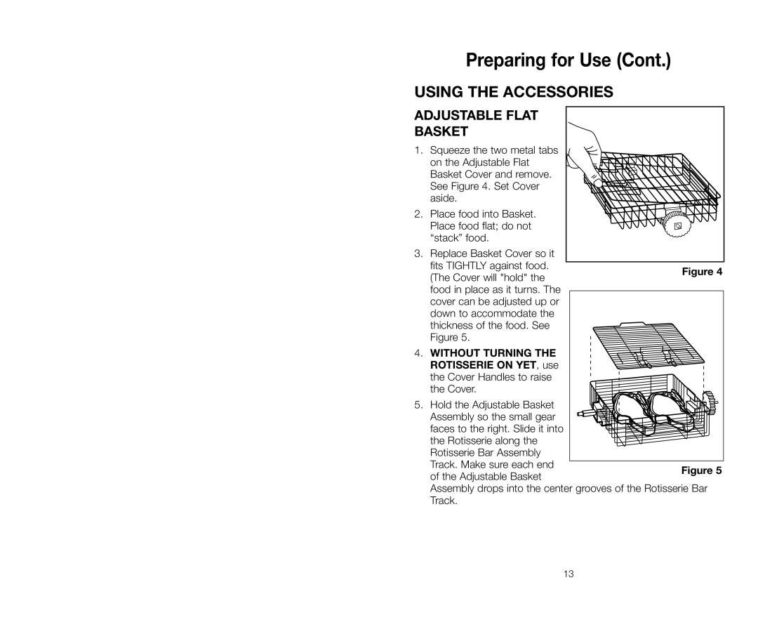 Salton GR59A owner manual Using the Accessories 