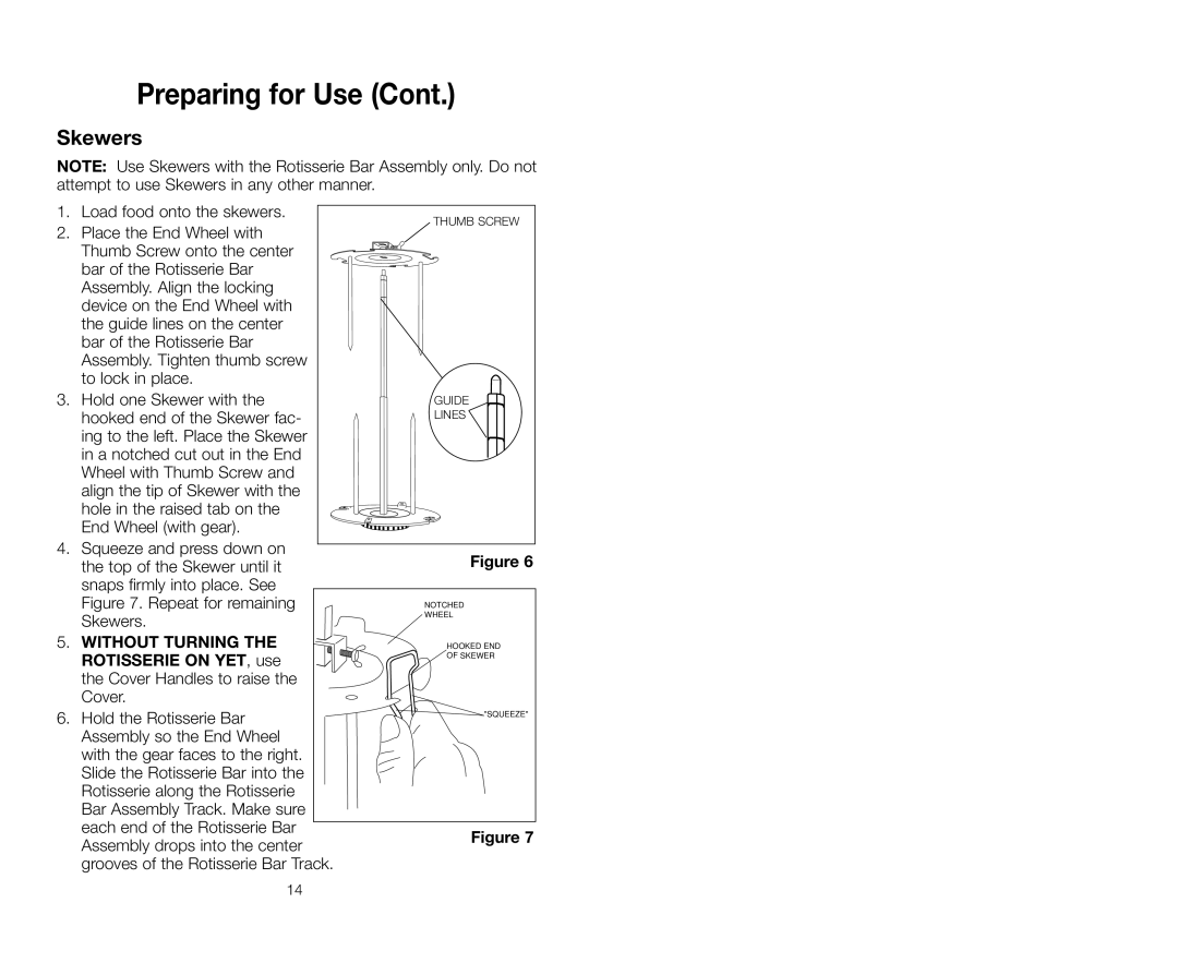 Salton GR59A owner manual Thumb Screw Guide Lines 