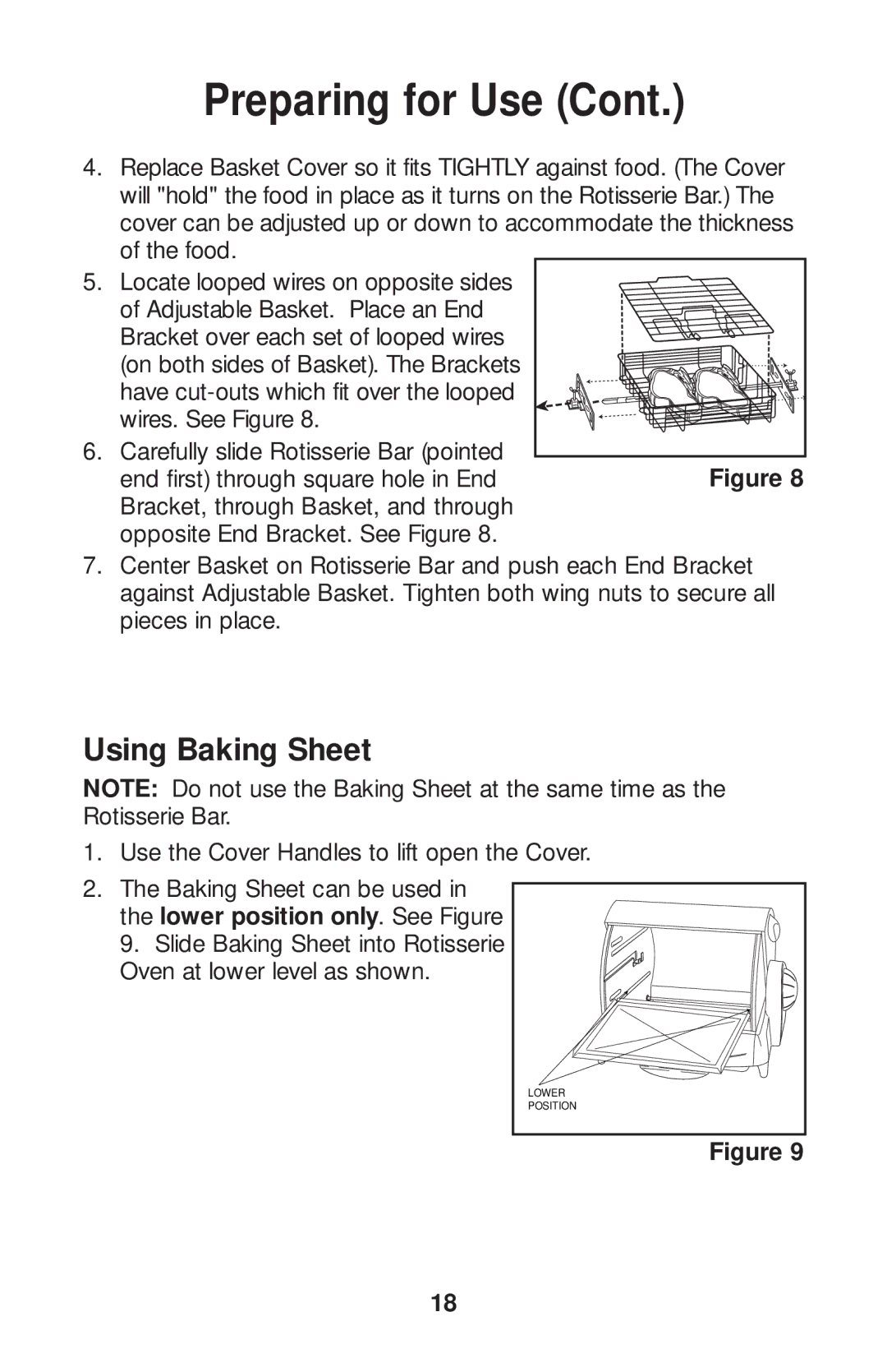 Salton GR80B owner manual Using Baking Sheet, Use the Cover Handles to lift open the Cover 