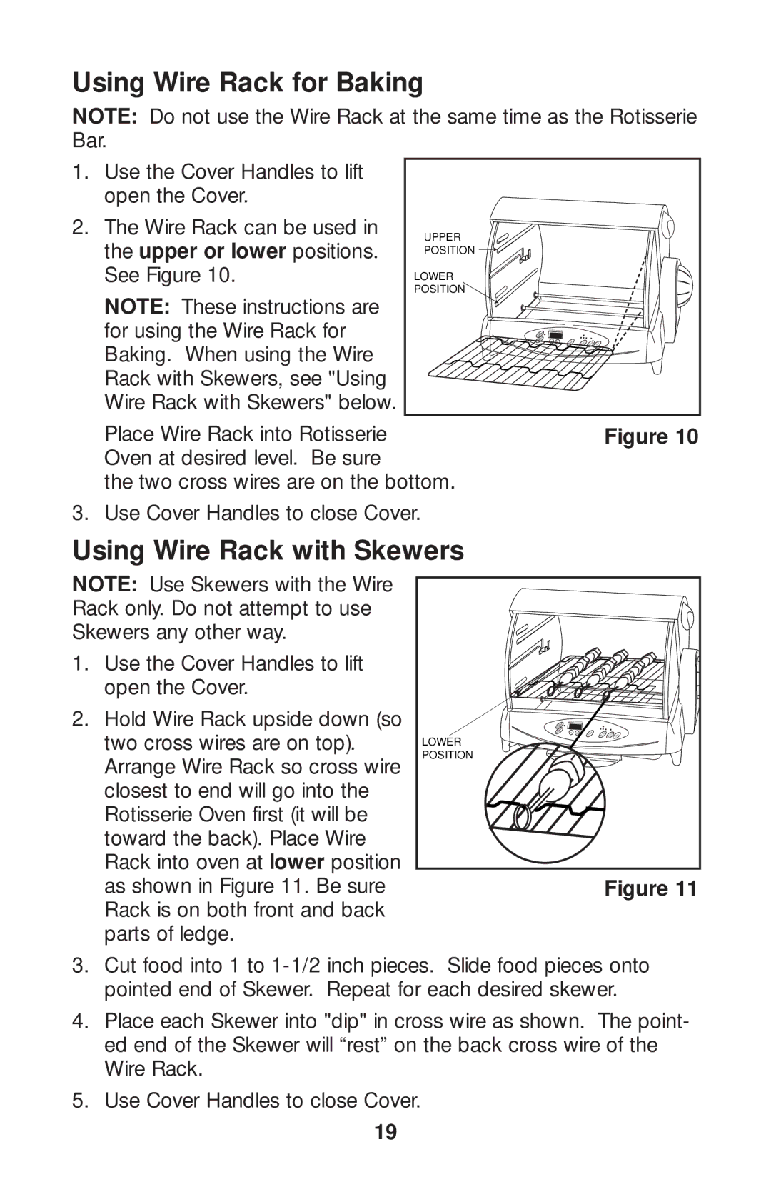 Salton GR80B owner manual Using Wire Rack for Baking, Using Wire Rack with Skewers 