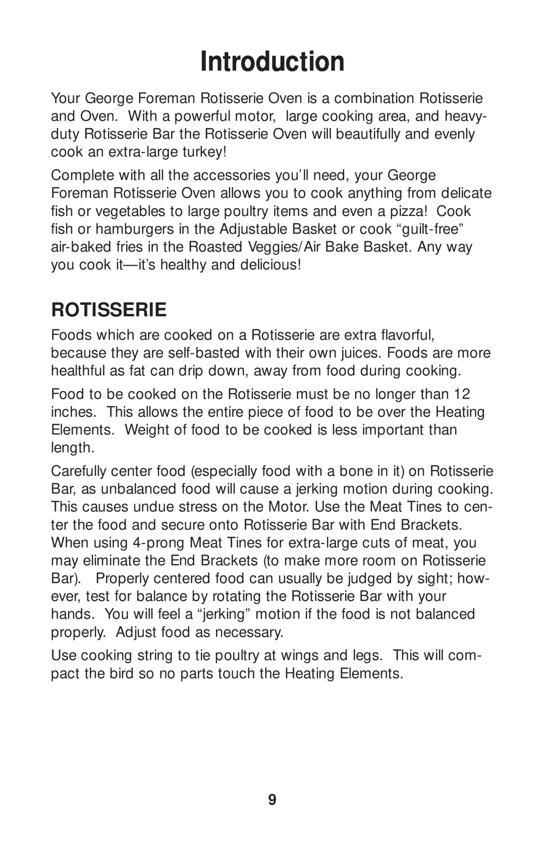 Salton GR80B owner manual Introduction, Rotisserie 