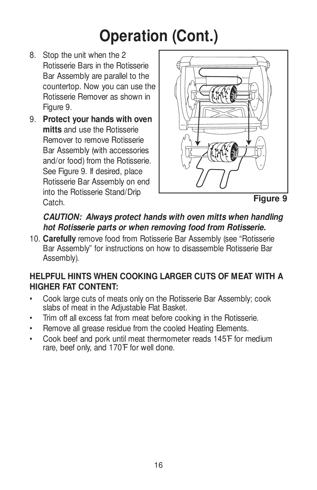 Salton GR82 owner manual Protect your hands with oven 